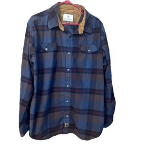 Legendary Whitetails Men's XL Plaid Flannel‎ Shirt Button Up Suede Collar
